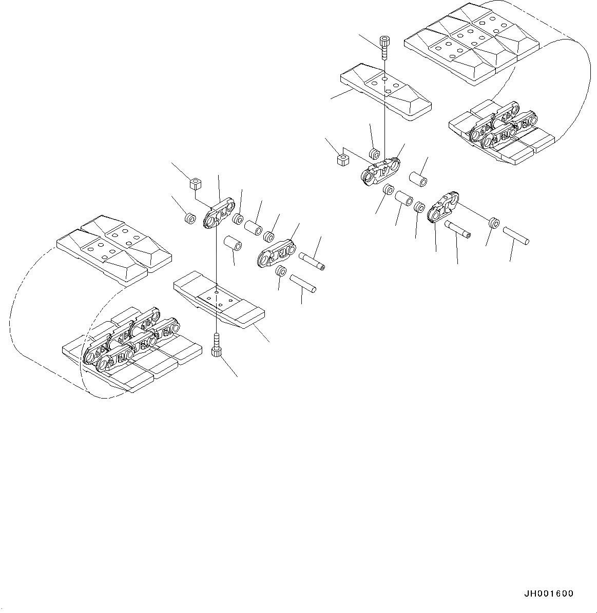 Схема запчастей Komatsu PC88MR-8 - ГУСЕНИЦЫ ASSEMBLY (№-) ГУСЕНИЦЫ ASSEMBLY, РЕЗИН., MM ШИР.