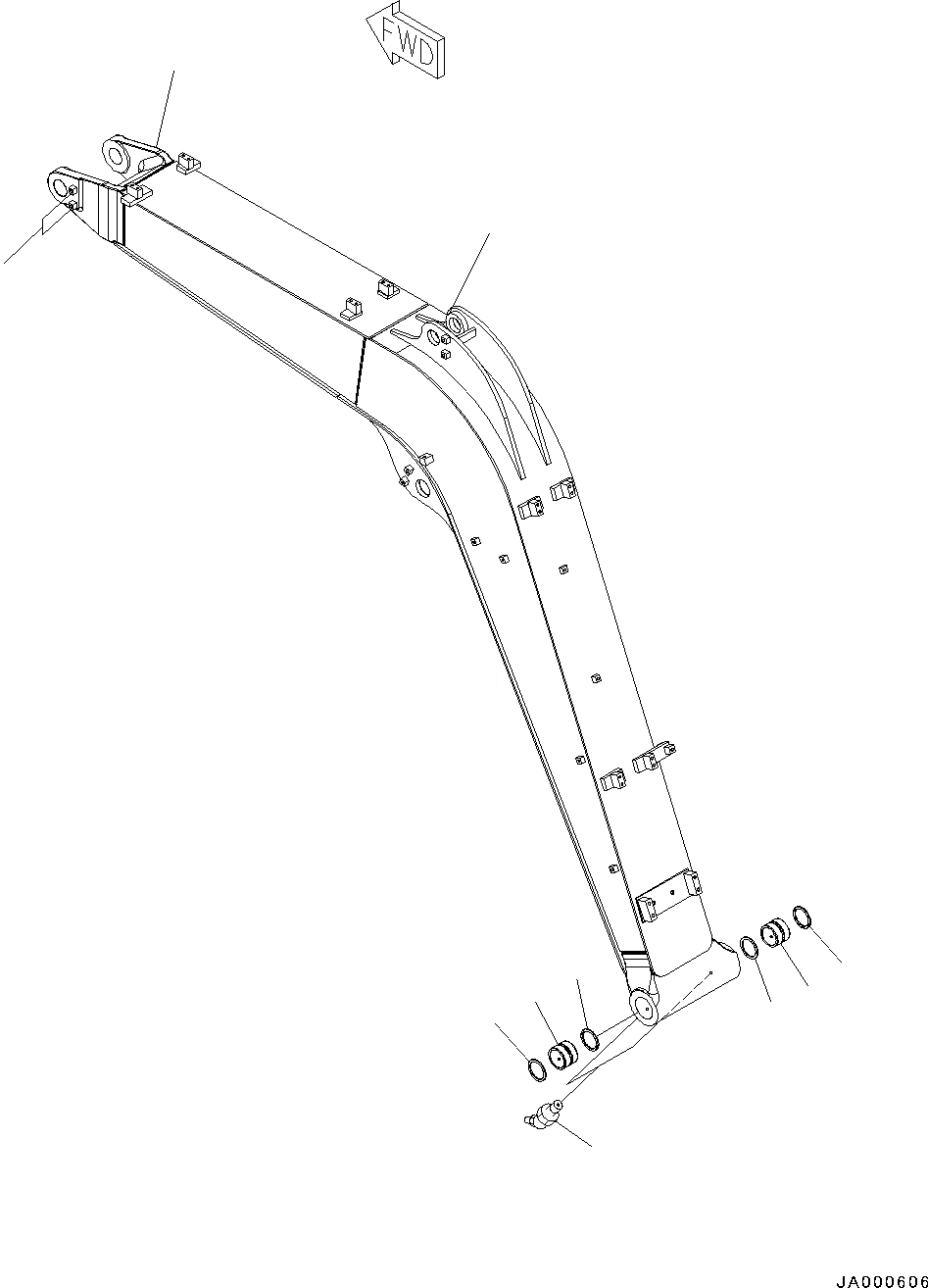 Схема запчастей Komatsu PC88MR-8 - СТРЕЛА, СТРЕЛА И ВТУЛКА (№-) СТРЕЛА, LENGTH MM