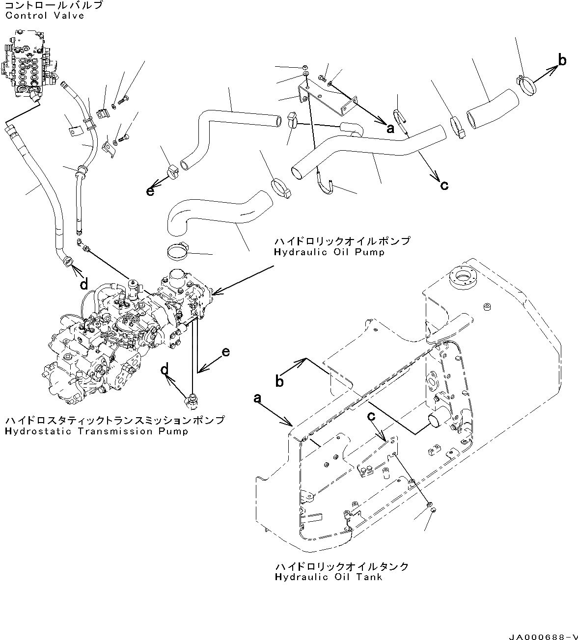 Схема запчастей Komatsu D31EX-22 - ГИДР. НАСОС. ТРУБЫ (№-) ГИДР. НАСОС. ТРУБЫ