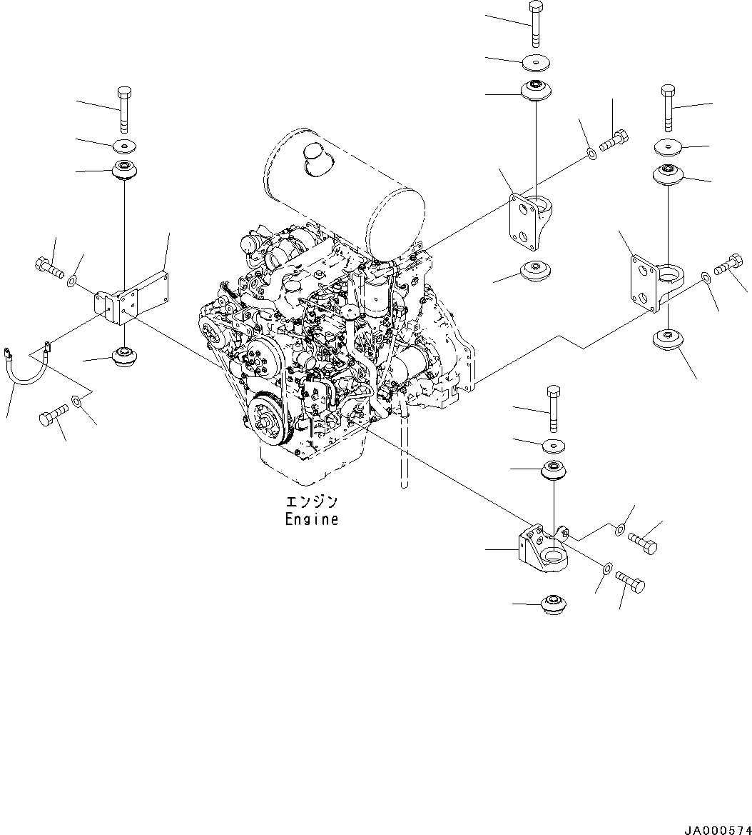 Схема запчастей Komatsu D37EX-22 - КРЕПЛЕНИЕ ДВИГАТЕЛЯ (№-) КРЕПЛЕНИЕ ДВИГАТЕЛЯ