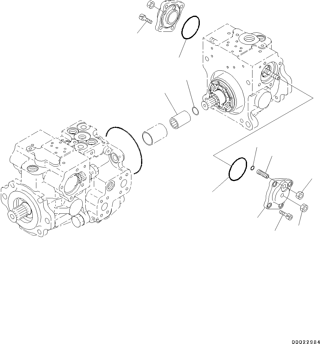 Схема запчастей Komatsu D37EX-22 - ГИДРАВЛ МАСЛ. НАСОС, HST НАСОС (9/) (№-) ГИДРАВЛ МАСЛ. НАСОС