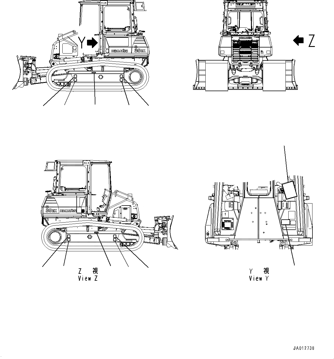 Схема запчастей Komatsu D37EX-22 - BALANCING MARK (№-) BALANCING MARK, ДЛЯ TIE-DOWN CORRESPONDENCE