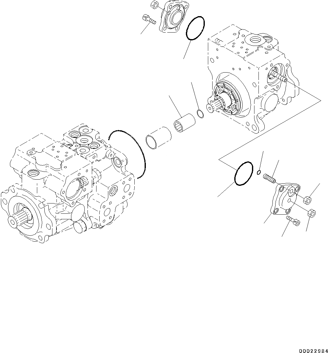 Схема запчастей Komatsu D37PX-22 - ГИДРАВЛ МАСЛ. НАСОС, HST НАСОС (9/) (№-) ГИДРАВЛ МАСЛ. НАСОС