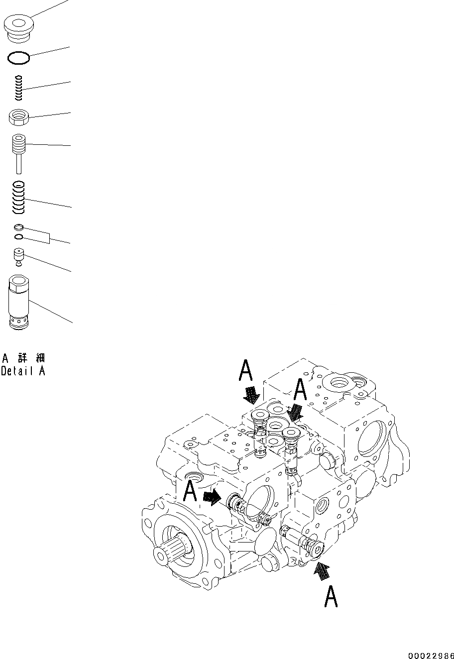 Схема запчастей Komatsu D37PX-22 - ГИДРАВЛ МАСЛ. НАСОС, HST НАСОС (/) (№-) ГИДРАВЛ МАСЛ. НАСОС