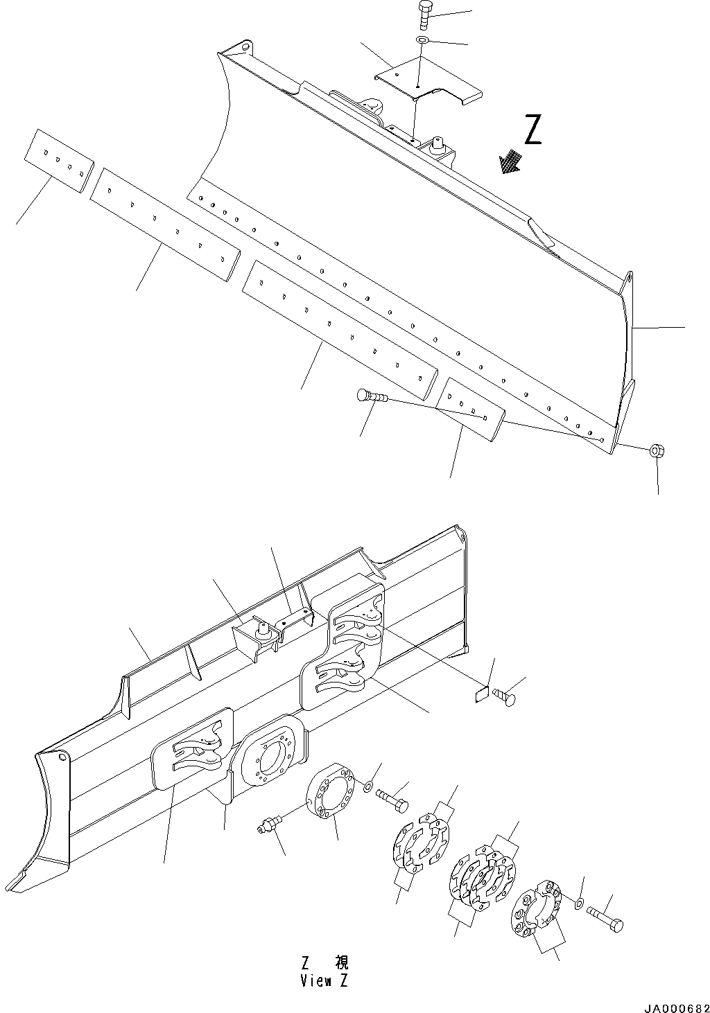 Схема запчастей Komatsu D37PX-22 - DOZER ОТВАЛ, (№-) DOZER ОТВАЛ, ШИР. 87MM