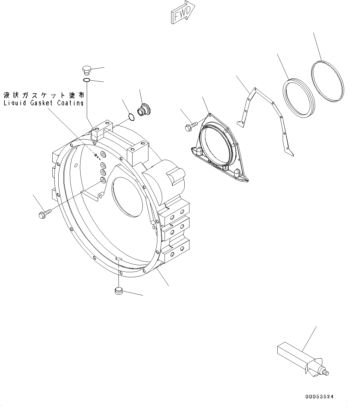 Схема запчастей Komatsu SAA6D114E-3D - КАРТЕР МАХОВИКА (№877-) КАРТЕР МАХОВИКА