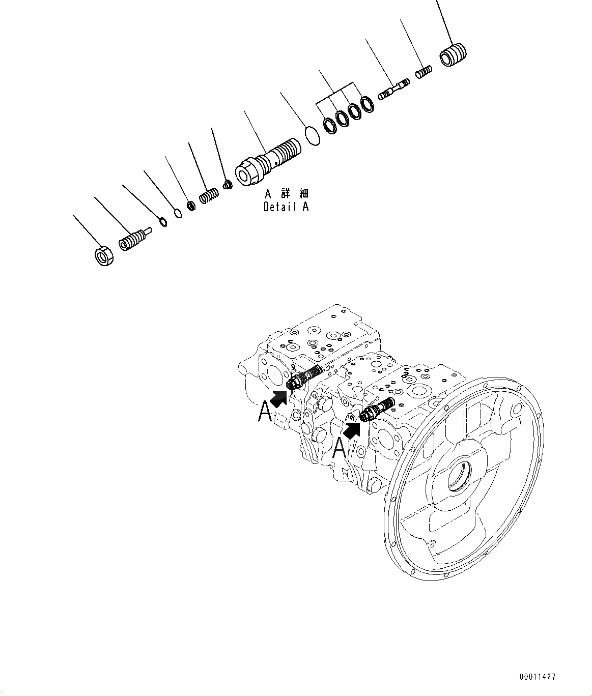 Схема запчастей Komatsu PC400LC-8 - ПОРШЕНЬ НАСОС, ВНУТР. ЧАСТИ (/) (№799-) ПОРШЕНЬ НАСОС