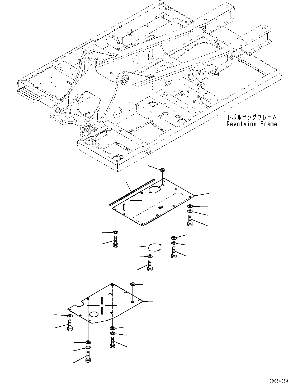 Схема запчастей Komatsu PC400LC-8 - НИЖН. КРЫШКА, (/) (№7-) НИЖН. КРЫШКА