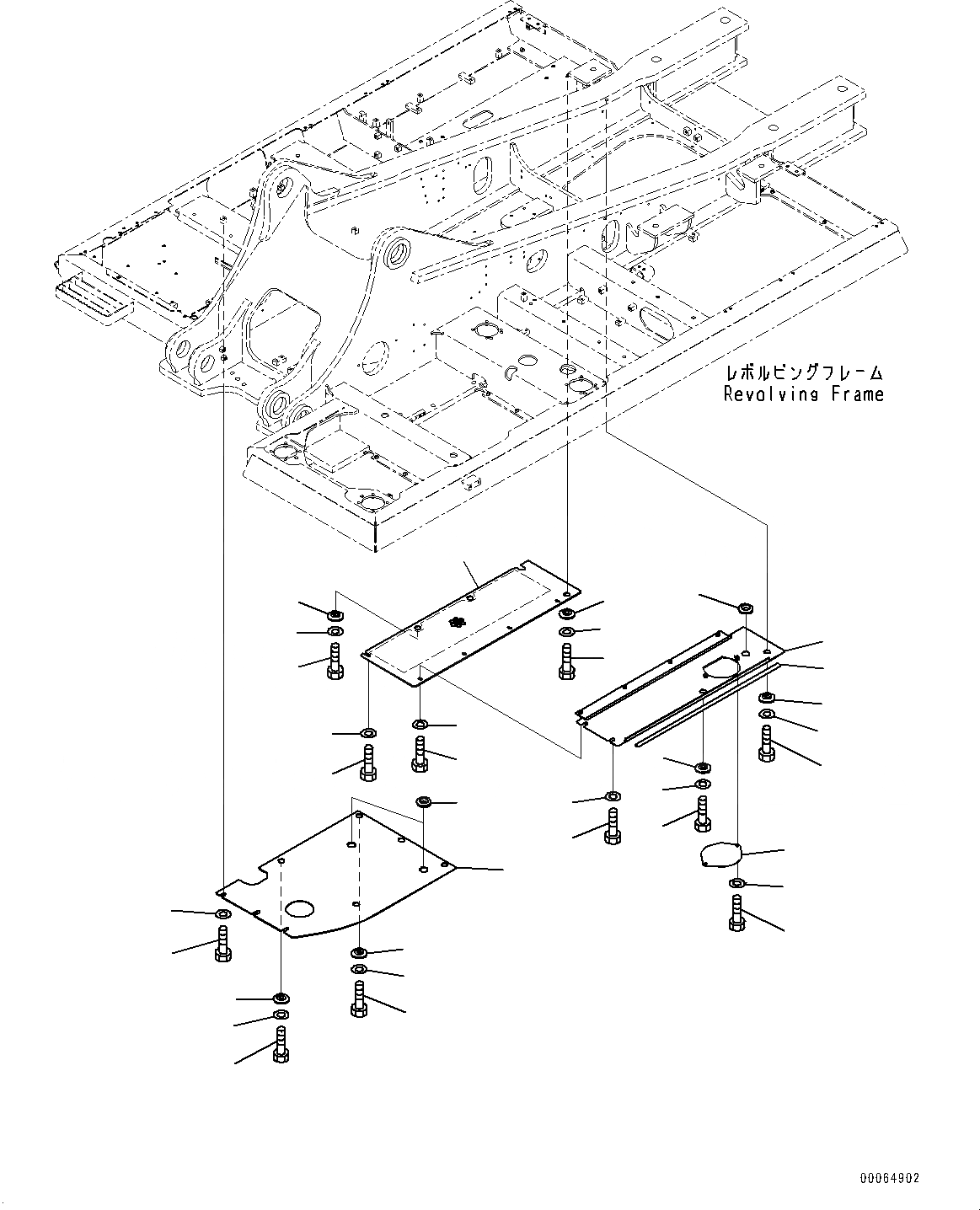 Схема запчастей Komatsu PC400LC-8 - НИЖН. КРЫШКА, (/) (№7-) НИЖН. КРЫШКА, УСИЛ.ENED