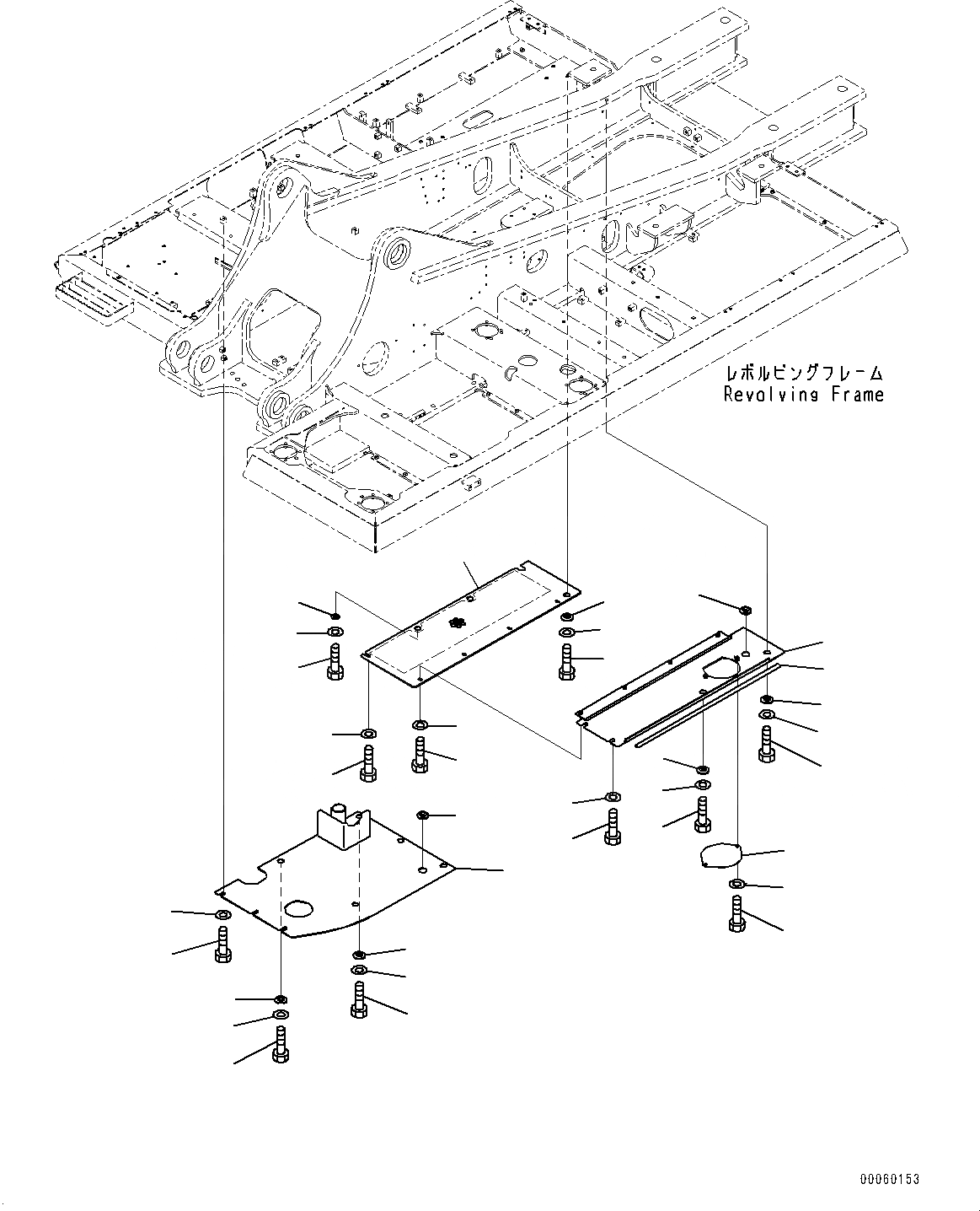 Схема запчастей Komatsu PC400LC-8 - НИЖН. КРЫШКА, (/) (№7-) НИЖН. КРЫШКА, УСИЛ.ENED, ДЛЯ ЗАПРАВОЧН.LING НАСОС