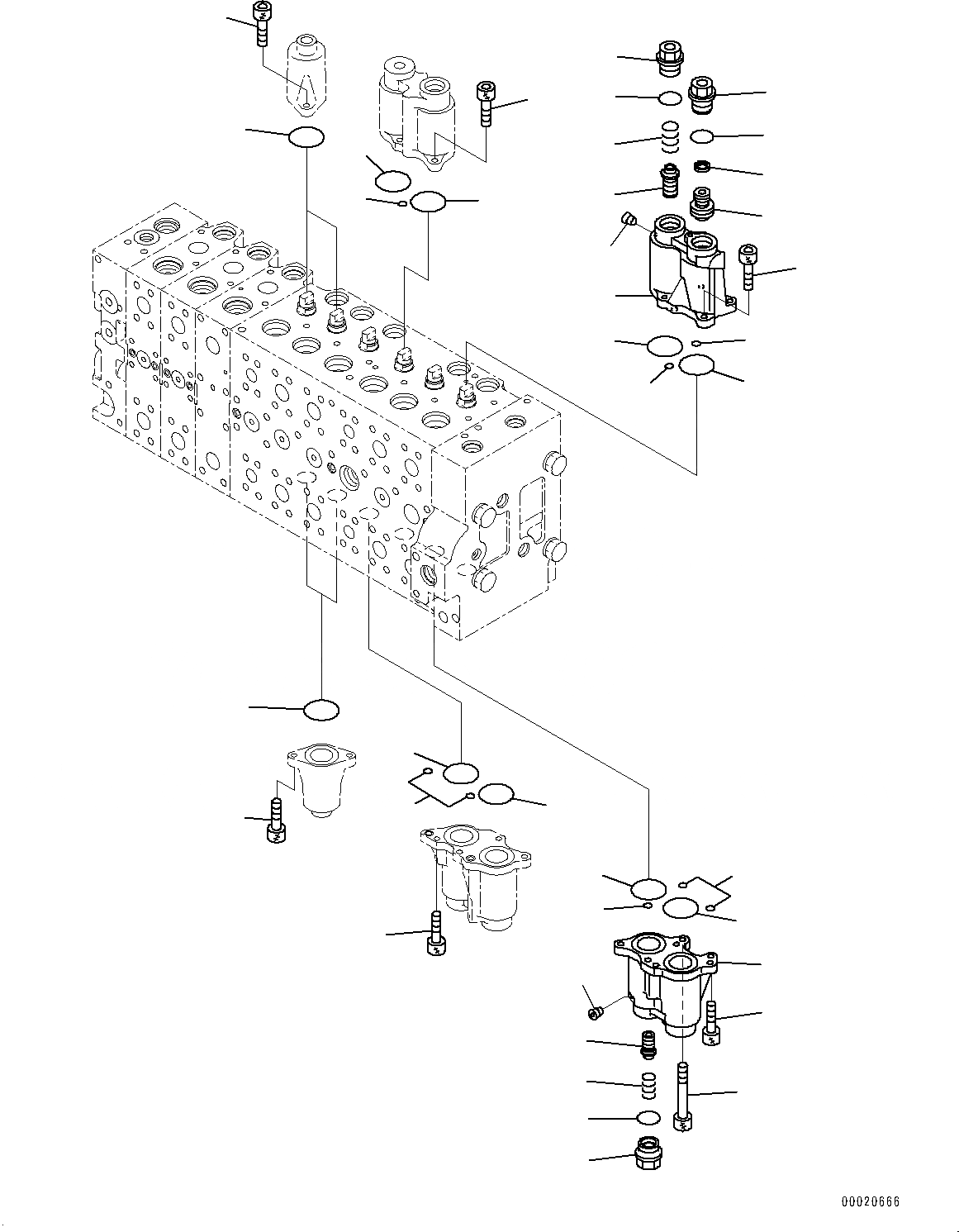 Схема запчастей Komatsu PC400-8 - УПРАВЛЯЮЩ. КЛАПАН, ВНУТР. ЧАСТИ (/) (№7-) УПРАВЛЯЮЩ. КЛАПАН, С -ДОПОЛН. АКТУАТОР ТРУБЫ, АККУМУЛЯТОР