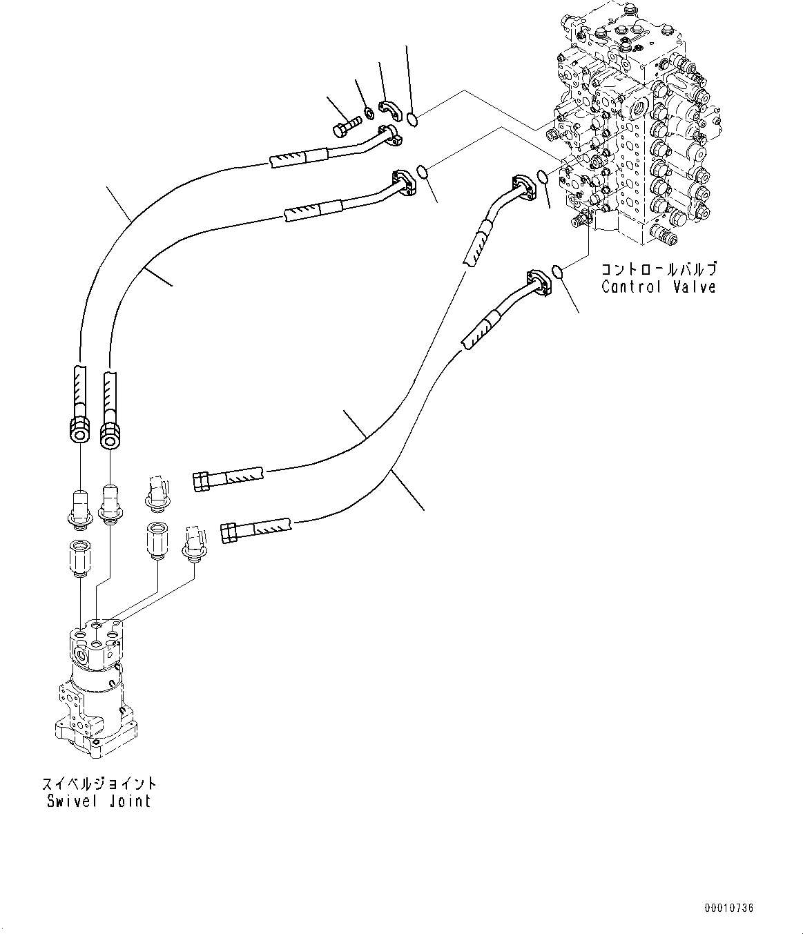 Схема запчастей Komatsu PC400-8 - ГИДРОЛИНИЯ ХОДА(№7-) ХОД ТРУБЫ