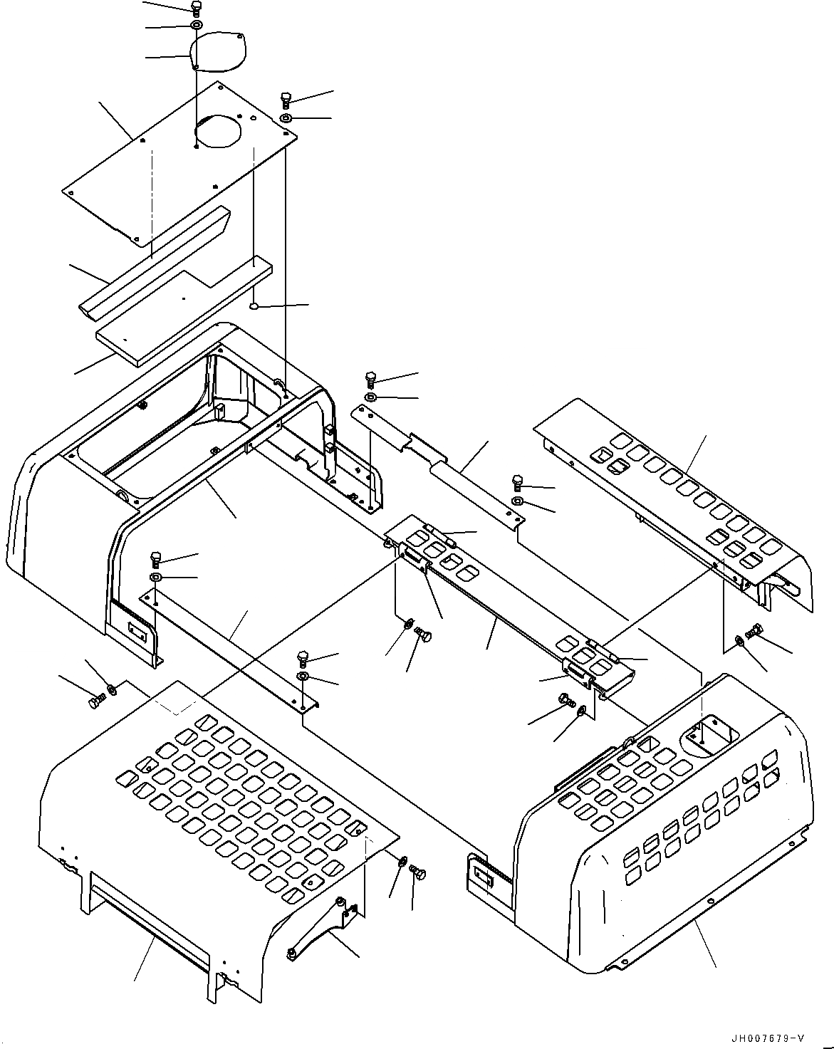 Схема запчастей Komatsu PC400-8 - КАПОТ, РАМА (№7-) КАПОТ, С DUSTЗАЩИТА NET