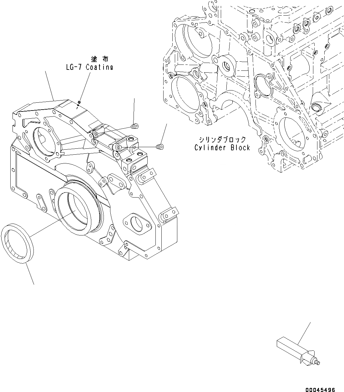 Схема запчастей Komatsu SAA6D125E-5F - ПЕРЕДН. КРЫШКА(№-) ПЕРЕДН. COVER