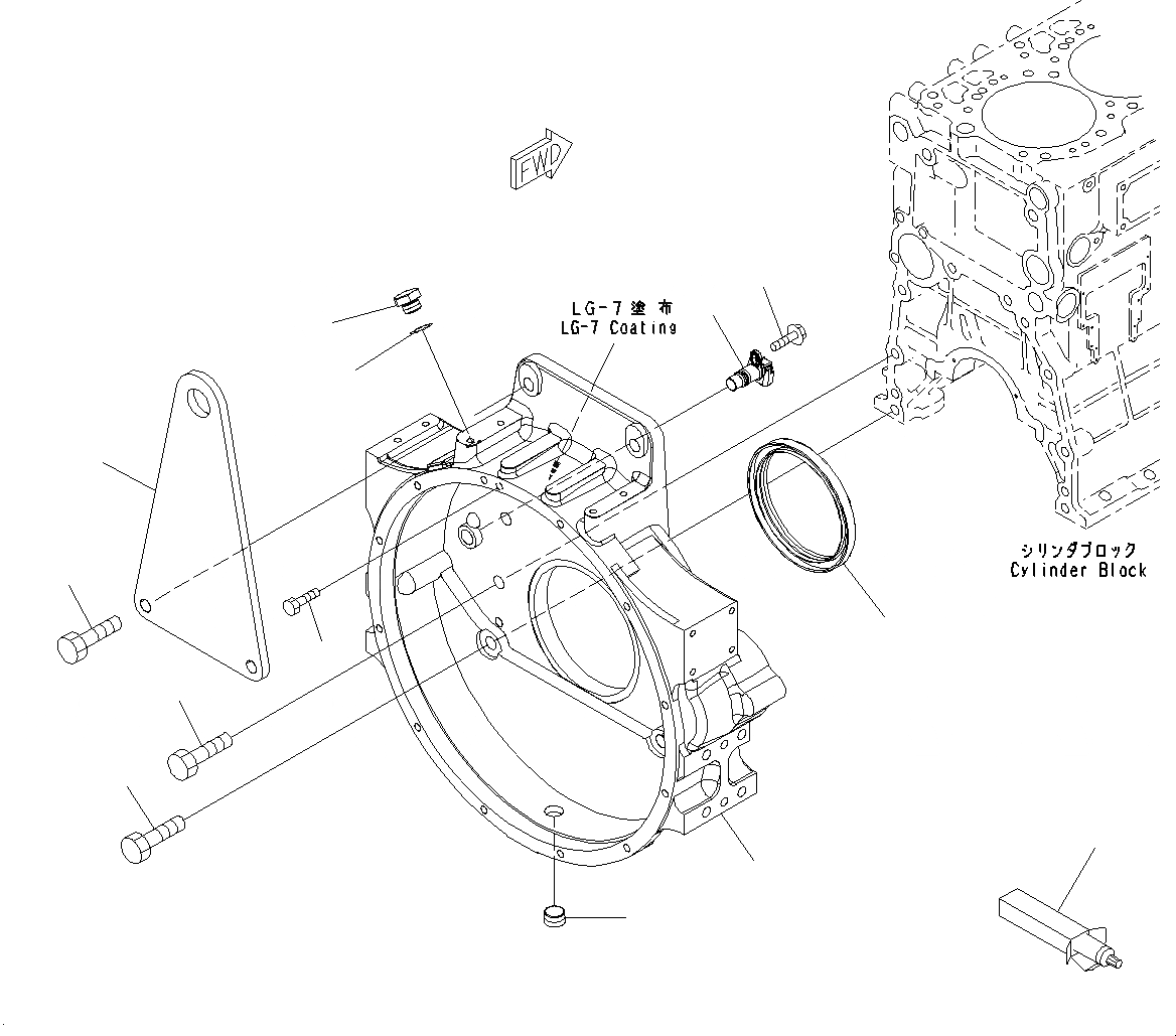 Схема запчастей Komatsu SAA6D125E-5F - КАРТЕР МАХОВИКА (№-) КАРТЕР МАХОВИКА