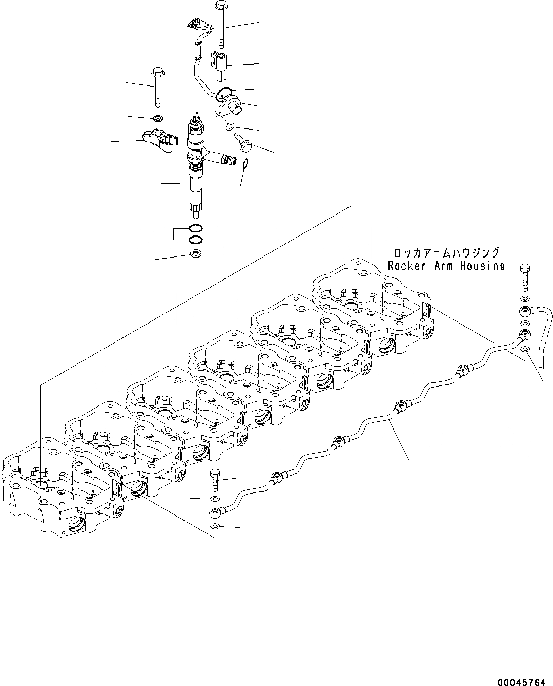 Схема запчастей Komatsu SAA6D125E-5F - ТОПЛИВН. ВПРЫСК (№-) ТОПЛИВН. ВПРЫСК, С СЛИВН. ТРУБКА