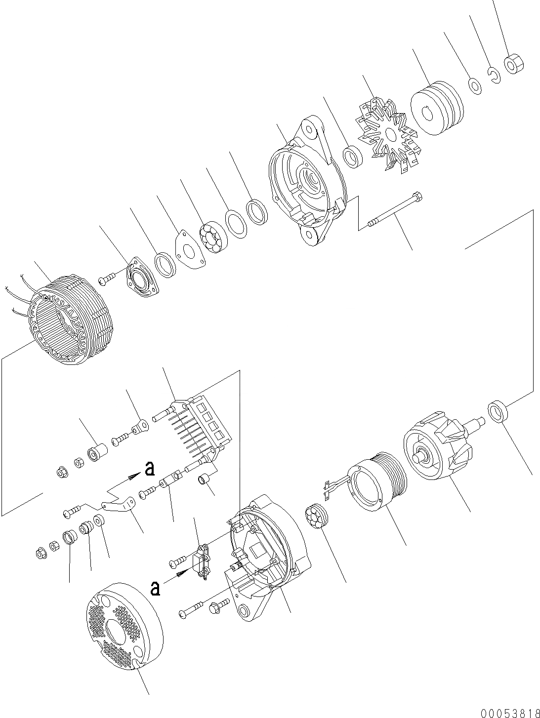 Схема запчастей Komatsu SAA6D125E-5F - ГЕНЕРАТОР, ВНУТР. ЧАСТИ (№-) ГЕНЕРАТОР, AMP.