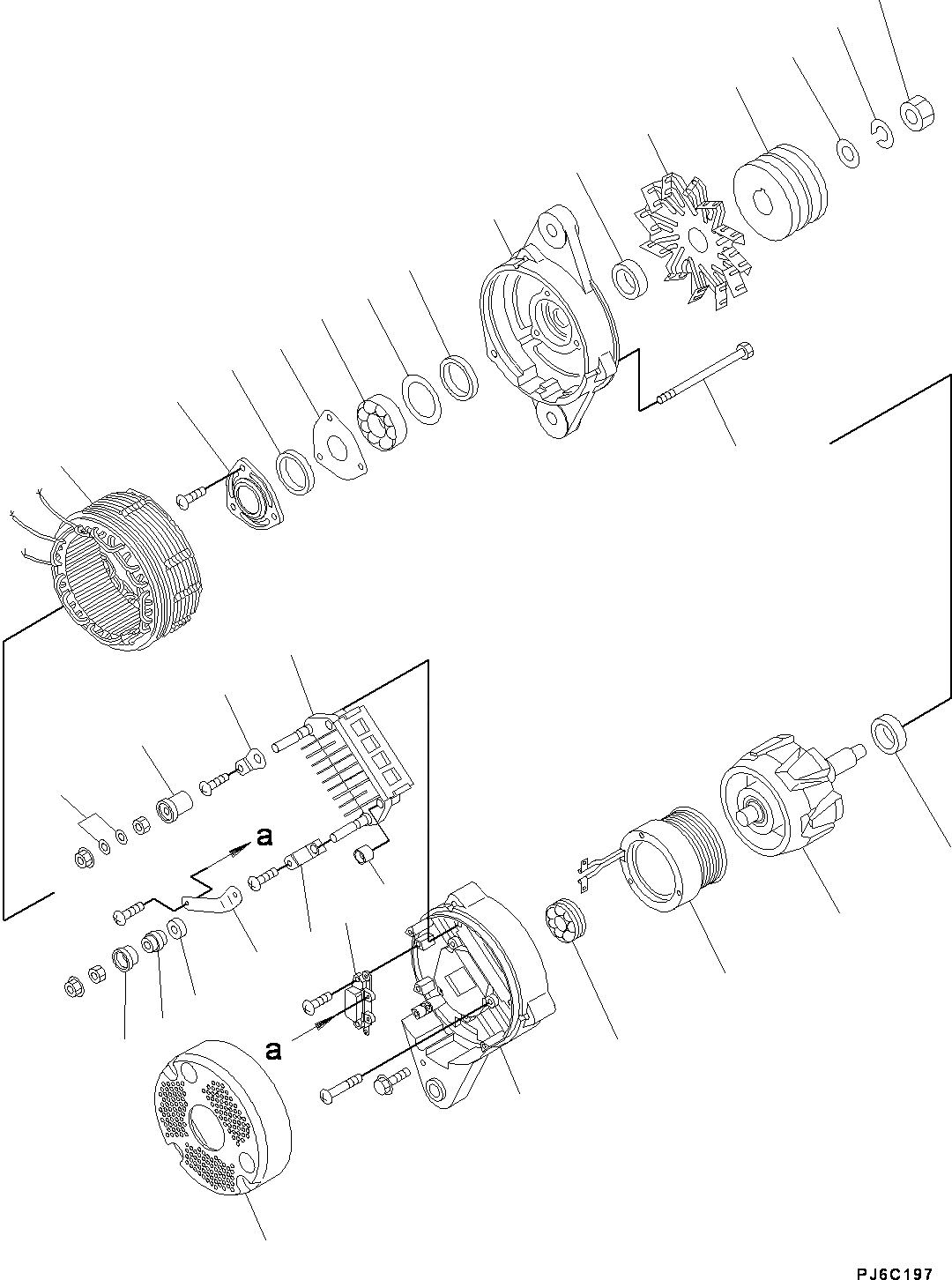 Схема запчастей Komatsu SAA6D125E-5F - ГЕНЕРАТОР, ВНУТР. ЧАСТИ (№-) ГЕНЕРАТОР, AMP.