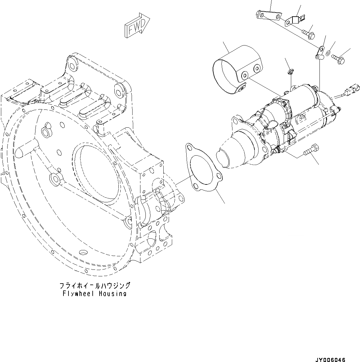 Схема запчастей Komatsu SAA6D125E-5F - СТАРТЕР, (/) (№-) СТАРТЕР, 7.KW, С ЗАЩИТА COVER