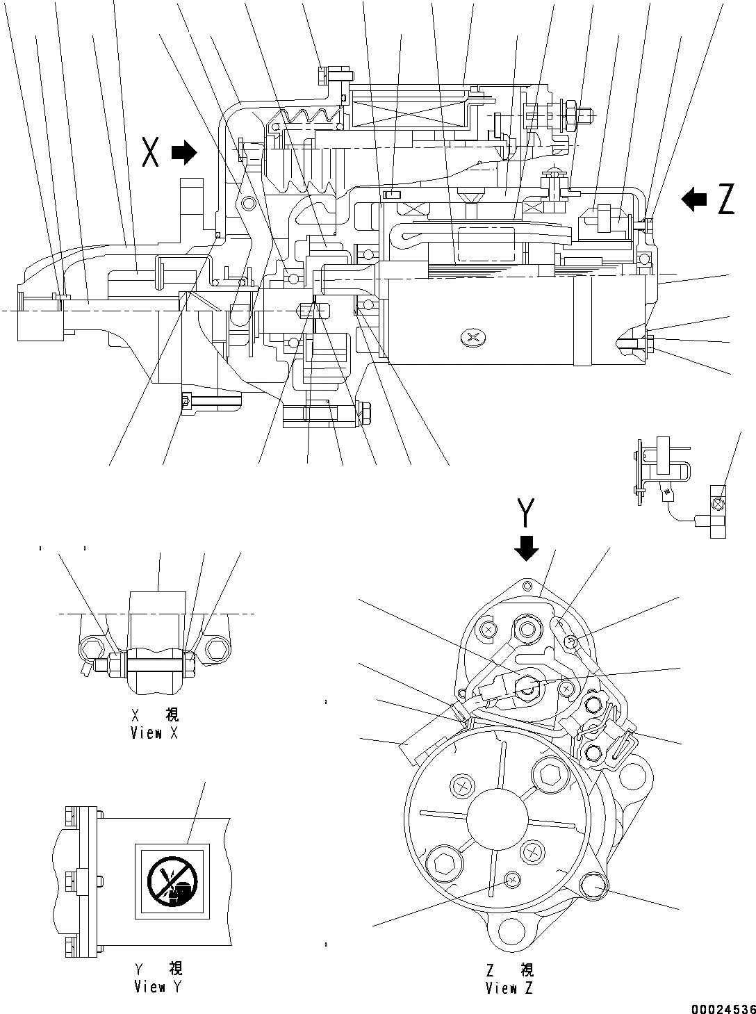 Схема запчастей Komatsu SAA6D125E-5F - СТАРТЕР, (/) (№-) СТАРТЕР, KW, С ЗАЩИТА COVER