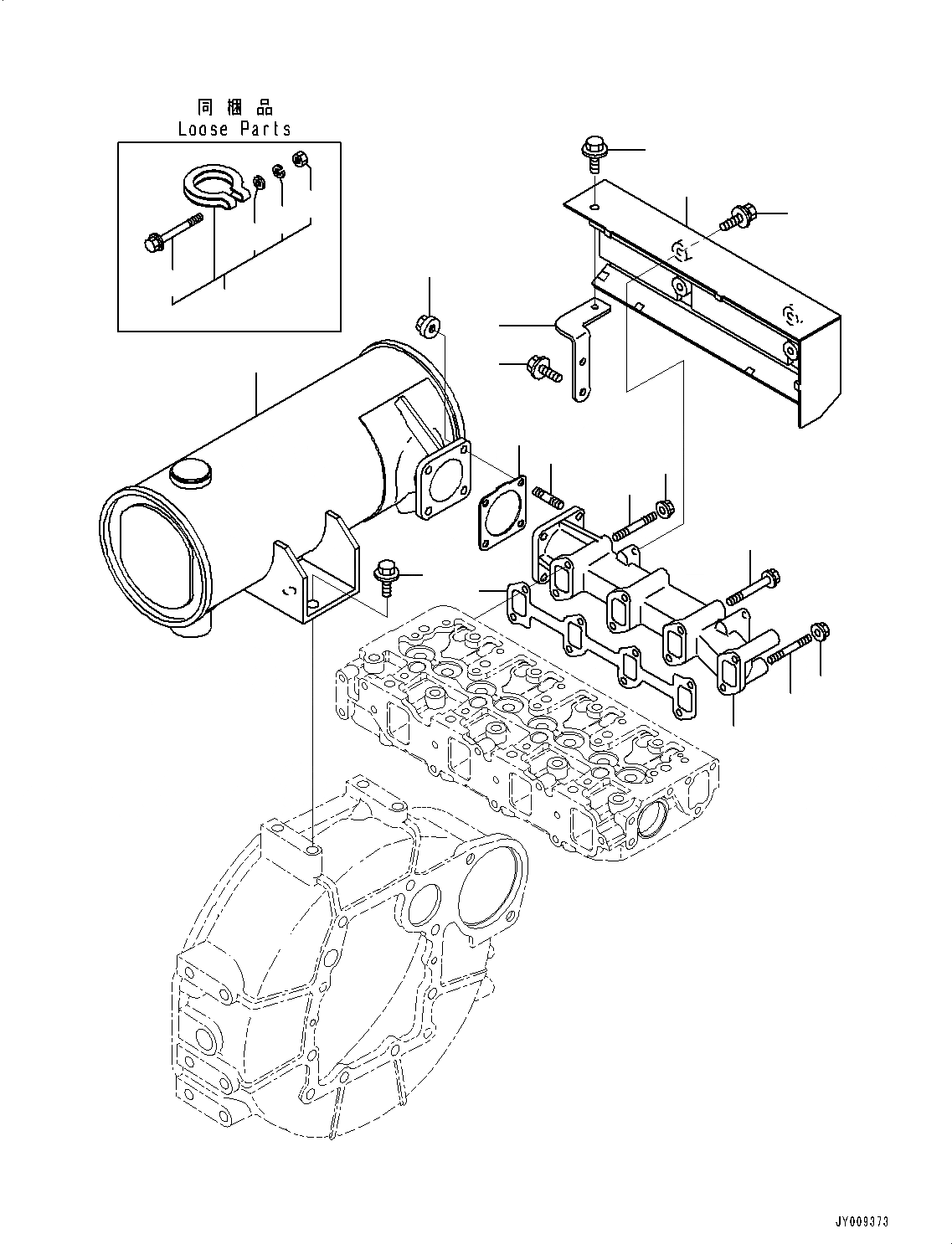 Схема запчастей Komatsu 4D88E-6 - ДВИГАТЕЛЬ, ВЫПУСКНОЙ КОЛЛЕКТОР (№8-) ДВИГАТЕЛЬ, С КОНДИЦИОНЕРОМ, ОДИНОЧН. ЭЛЕМЕНТ ТИП