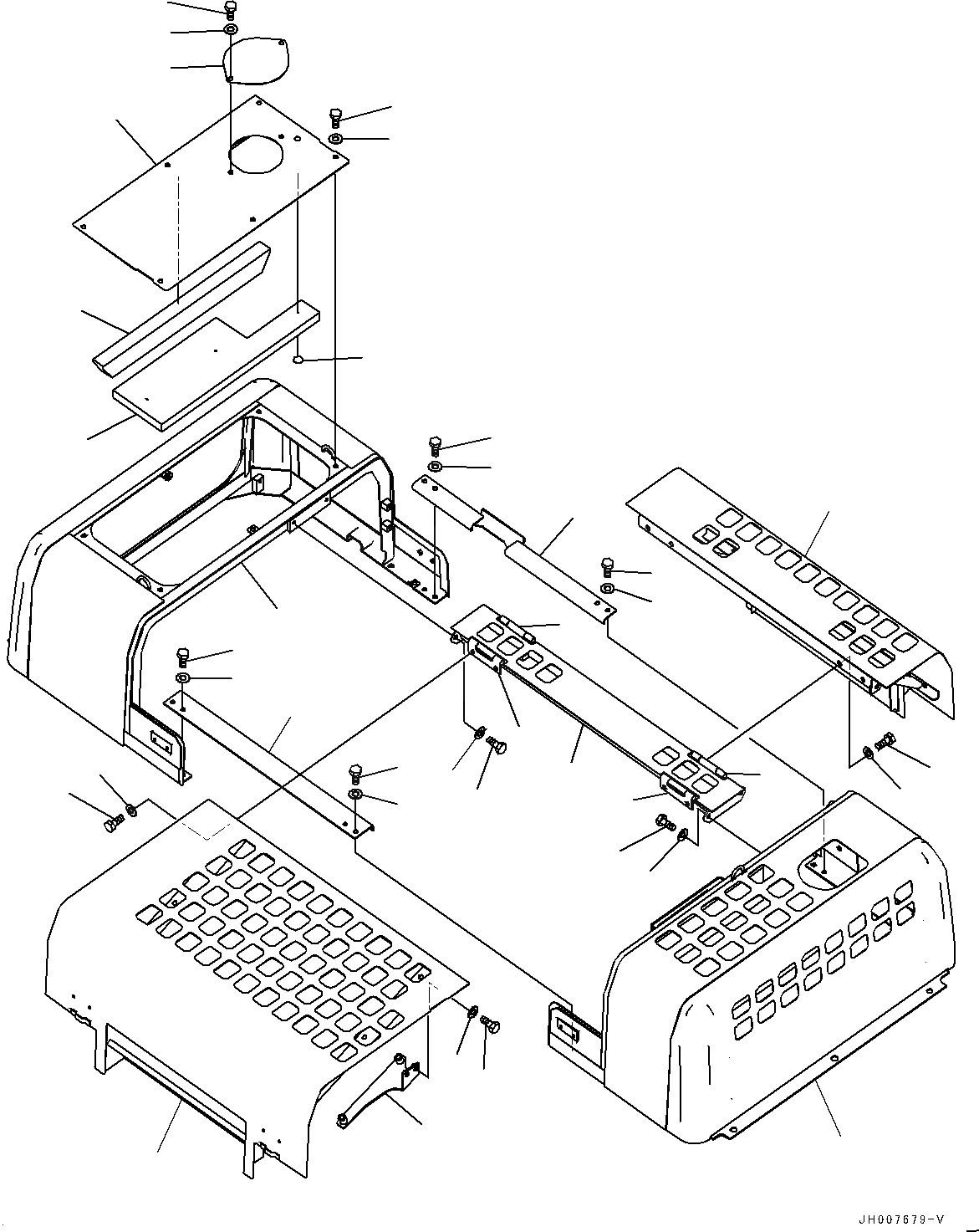 Схема запчастей Komatsu PC450-8 - КАПОТ, РАМА (№7-) КАПОТ, С DUSTЗАЩИТА NET