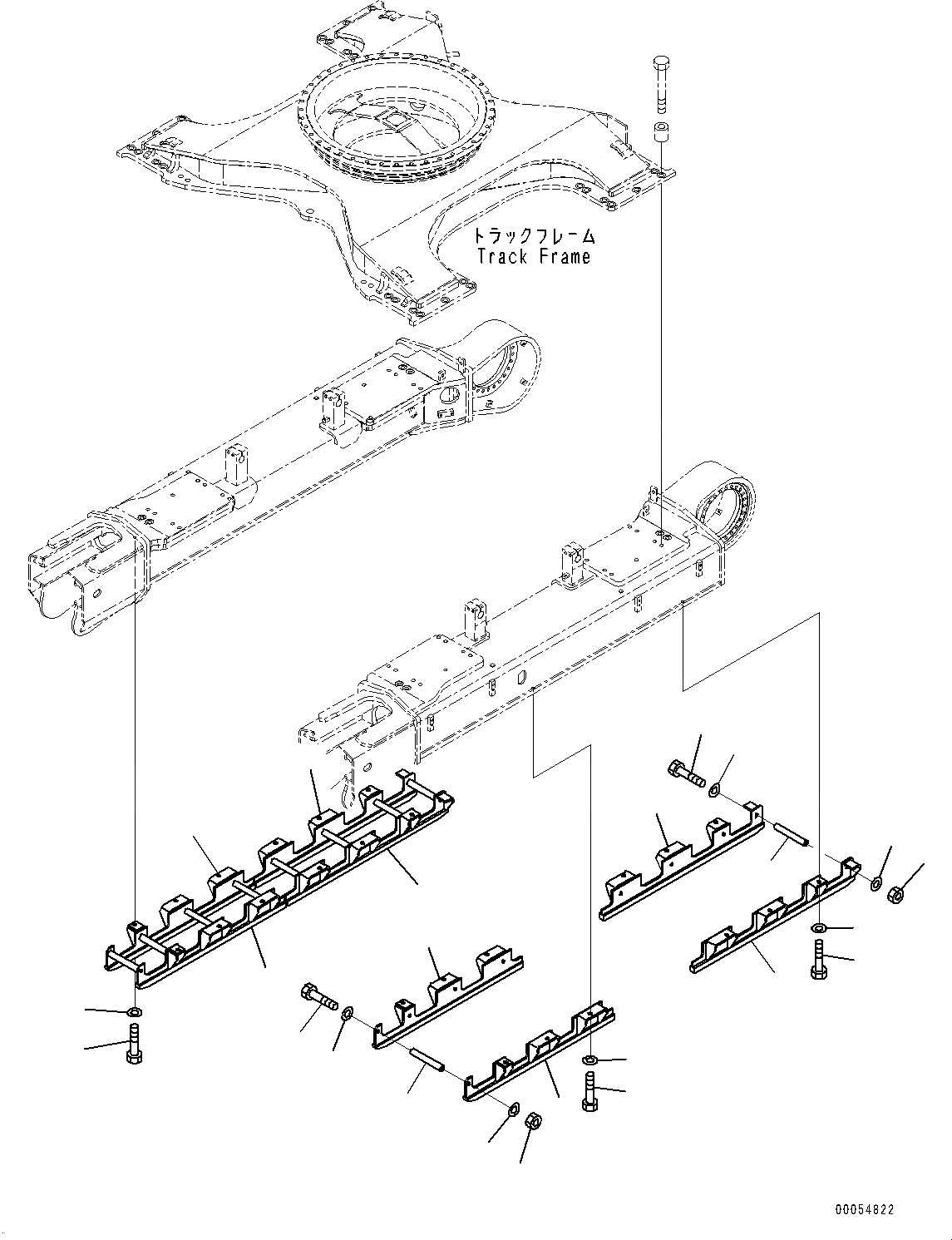 Схема запчастей Komatsu PC450-8R - ГУСЕНИЧНАЯ РАМА, ПОЛН. ЗАЩИТА КАТКОВ (№7-7) ГУСЕНИЧНАЯ РАМА, ДВУБОРТН.D, РЕГУЛЯТОР ТИП