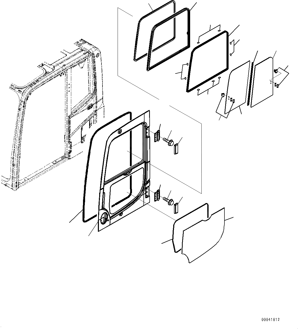 Схема запчастей Komatsu PC450LC-8 - КАБИНА, ДВЕРЬ (№7-) КАБИНА, ЕС ARRANGEMENT