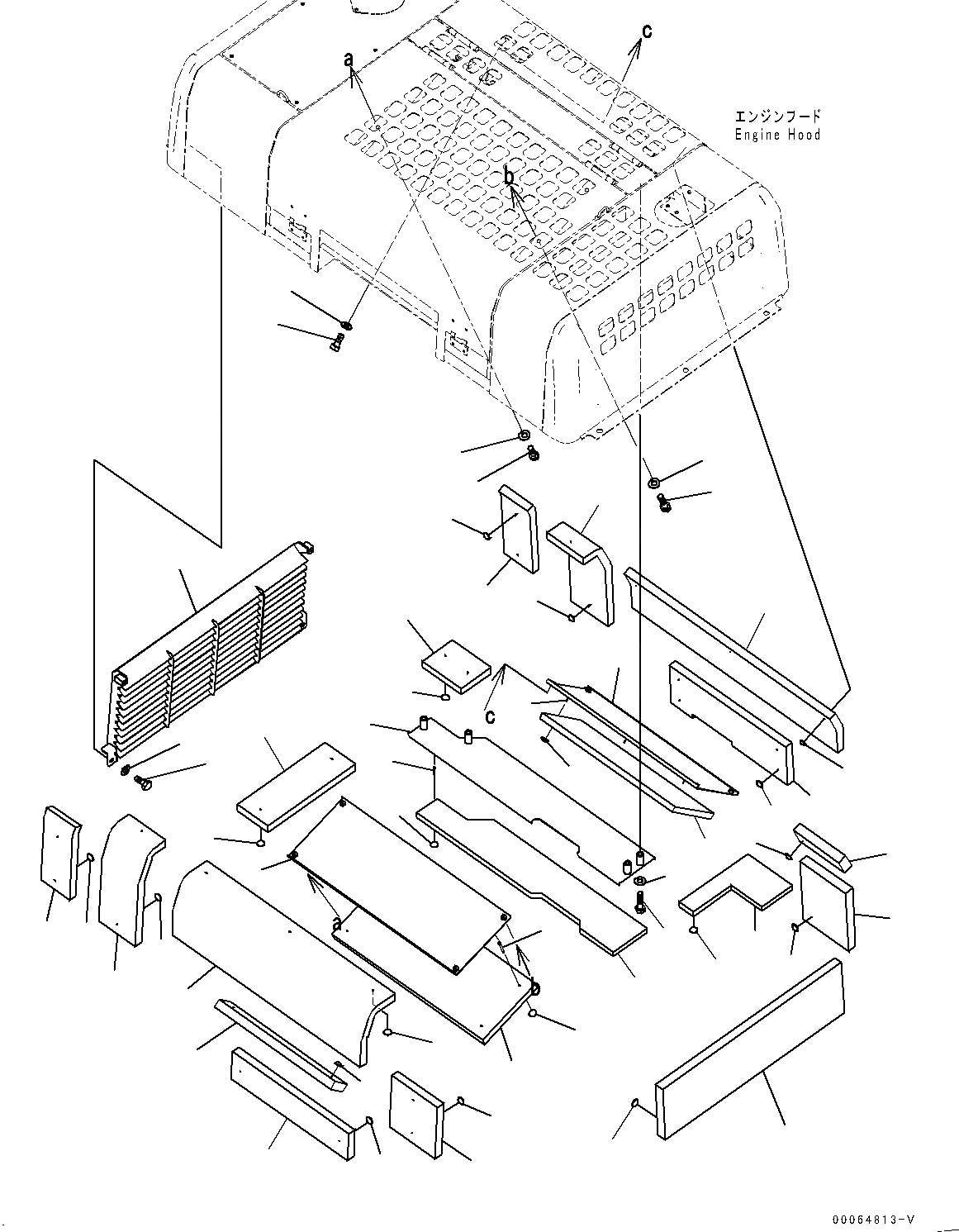 Схема запчастей Komatsu PC450LC-8 - КАПОТ, LOUVER (№7-) КАПОТ, ЕС ARRANGEMENT