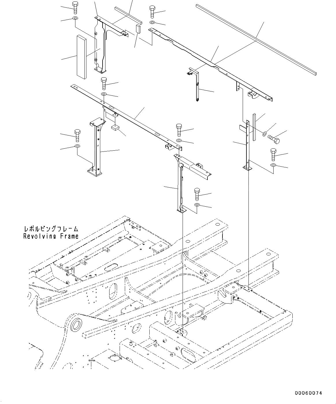 Схема запчастей Komatsu PC450LC-8 - КАБИНА РАМА, (№7-7) КАБИНА РАМА, ЕС ARRANGEMENT