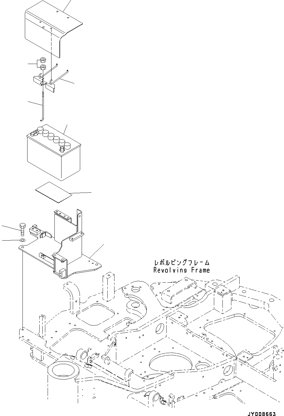 Схема запчастей Komatsu PC55MR-3 - АККУМУЛЯТОР (№-) АККУМУЛЯТОР