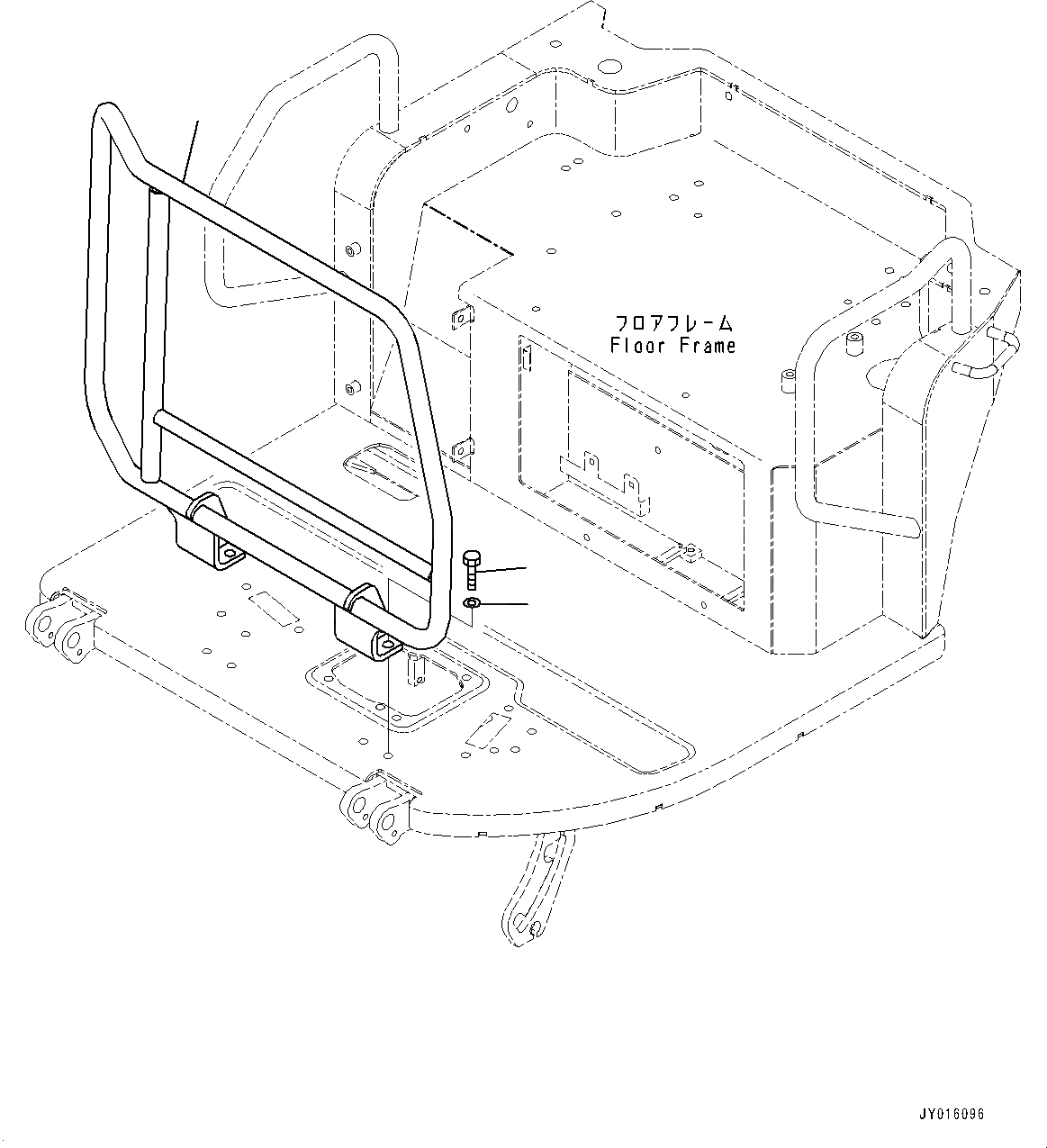 Схема запчастей Komatsu PC55MR-3 - ОСНОВН. КОНСТРУКЦИЯ, ПОРУЧНИ(№-) ОСНОВН. КОНСТРУКЦИЯ, БЕЗ МАСТЕР КЛЮЧ