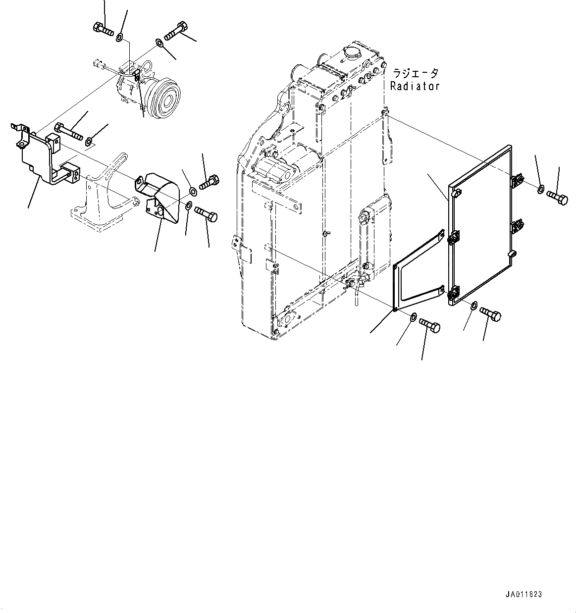 Схема запчастей Komatsu PC78US-8 - БЛОК КОНДИЦИОНЕРА, КОМПРЕССОР КРЕПЛЕНИЕ (№-) БЛОК КОНДИЦИОНЕРА