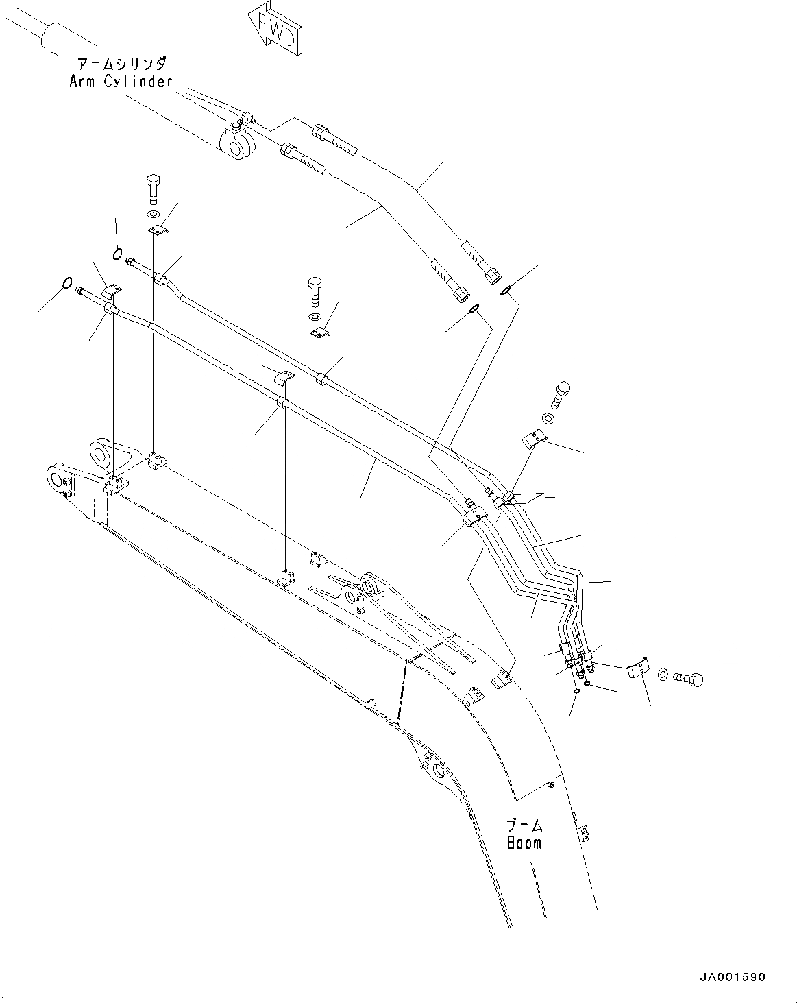 Схема запчастей Komatsu PC78US-8 - СТРЕЛА, ТРУБЫ (№-) СТРЕЛА, 7MM УСИЛ.ENED СТРЕЛА