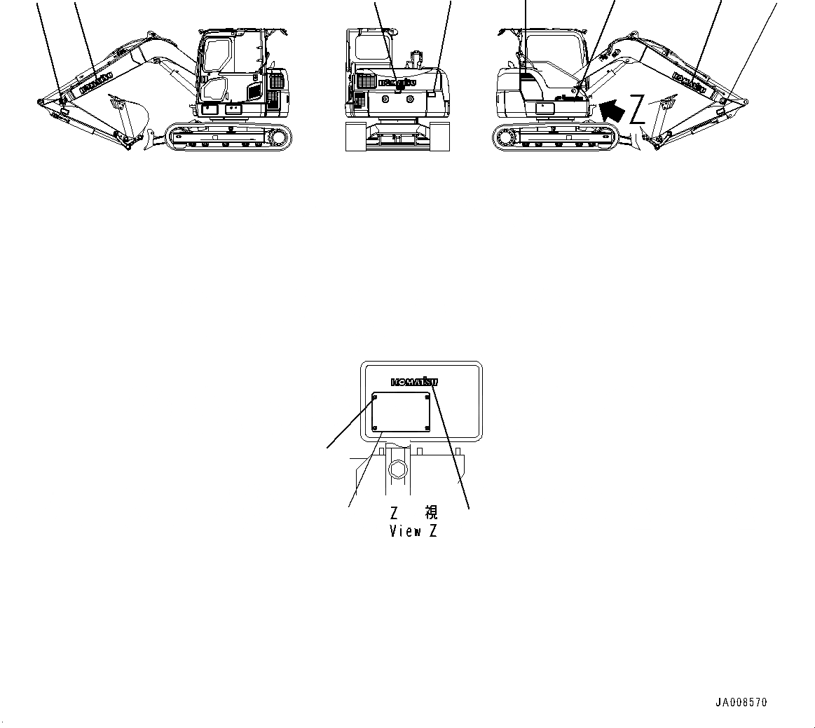 Схема запчастей Komatsu PC78US-8 - МАРКИРОВКА, (/) (№-) МАРКИРОВКА, ДЛЯ АНГЛ., TEXT ТИП