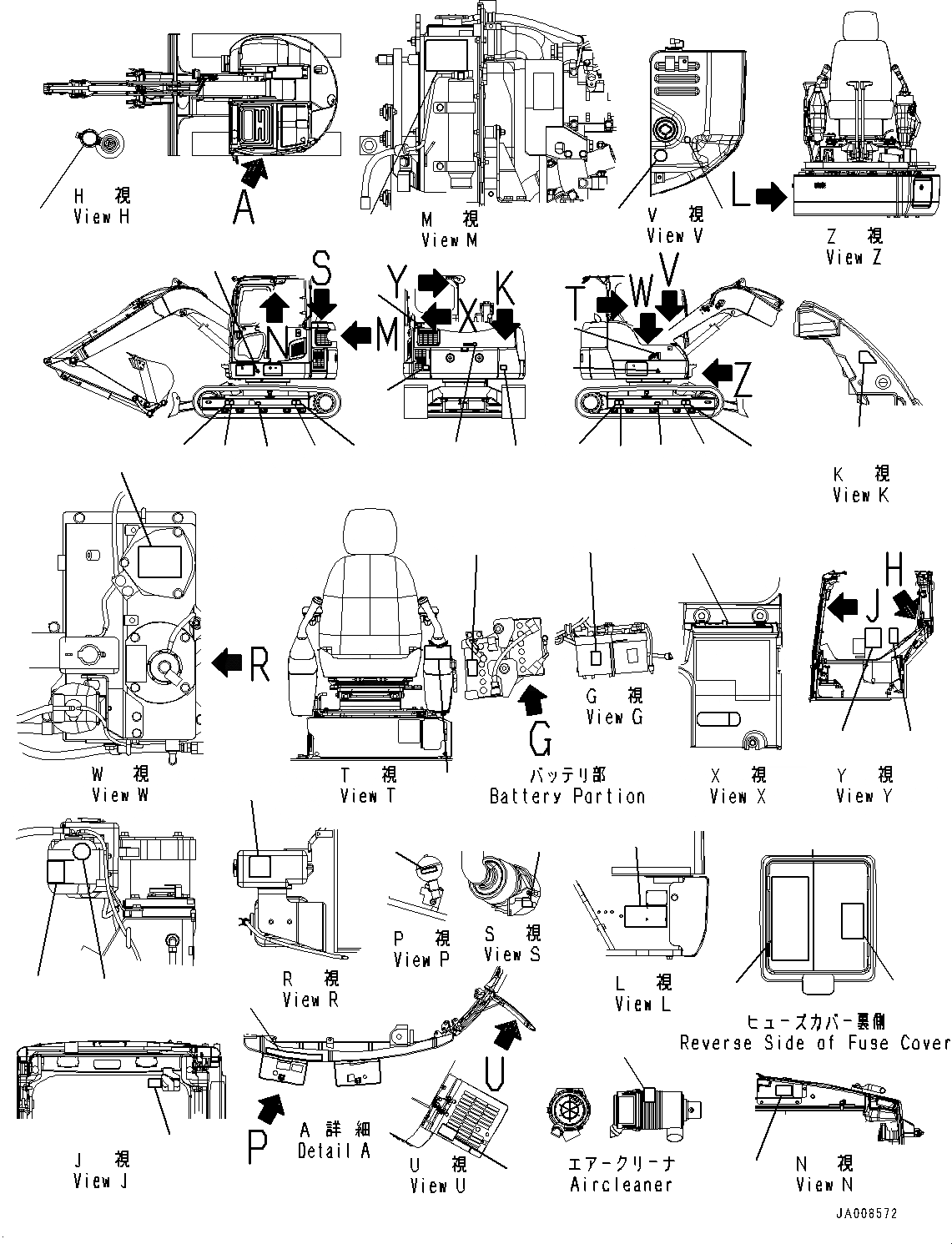 Схема запчастей Komatsu PC78US-8 - МАРКИРОВКА, (/) (№-) МАРКИРОВКА, ИСПАНИЯ