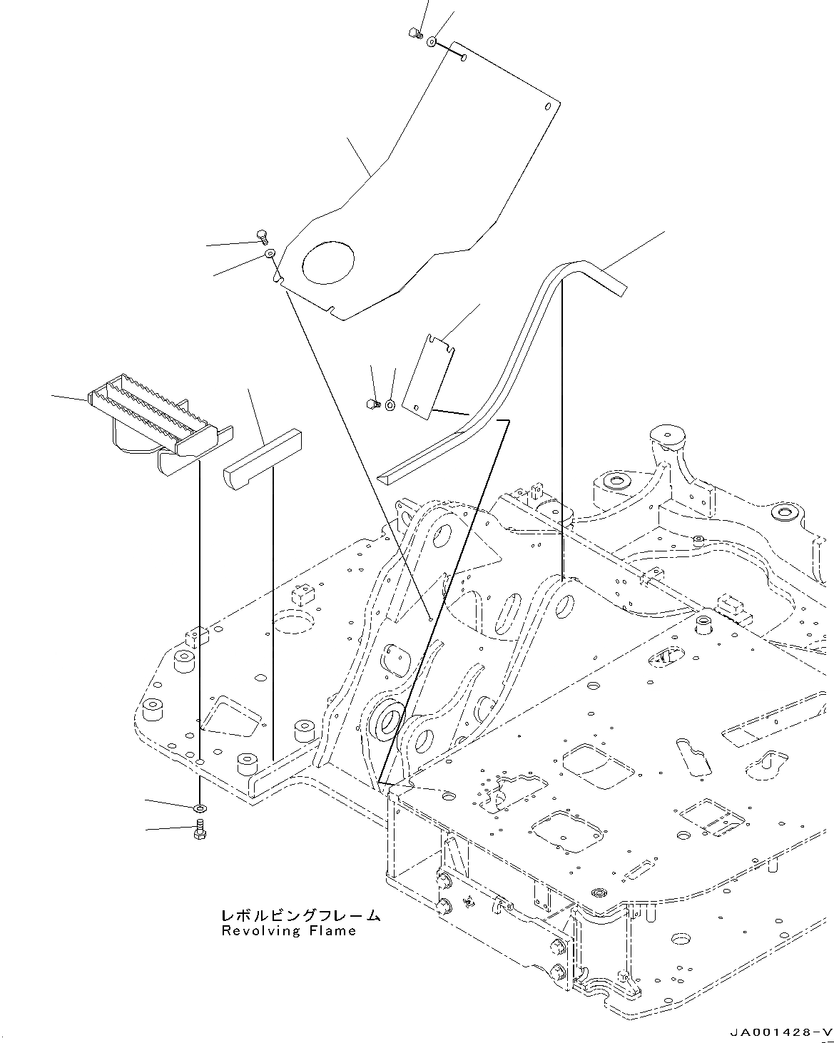 Схема запчастей Komatsu PC78US-8 - ПЕРЕДН. COVER, СТУПЕНИ И ПОРУЧНИ(№-) ПЕРЕДН. COVER, С -ДОПОЛН. АКТУАТОР ТРУБЫ