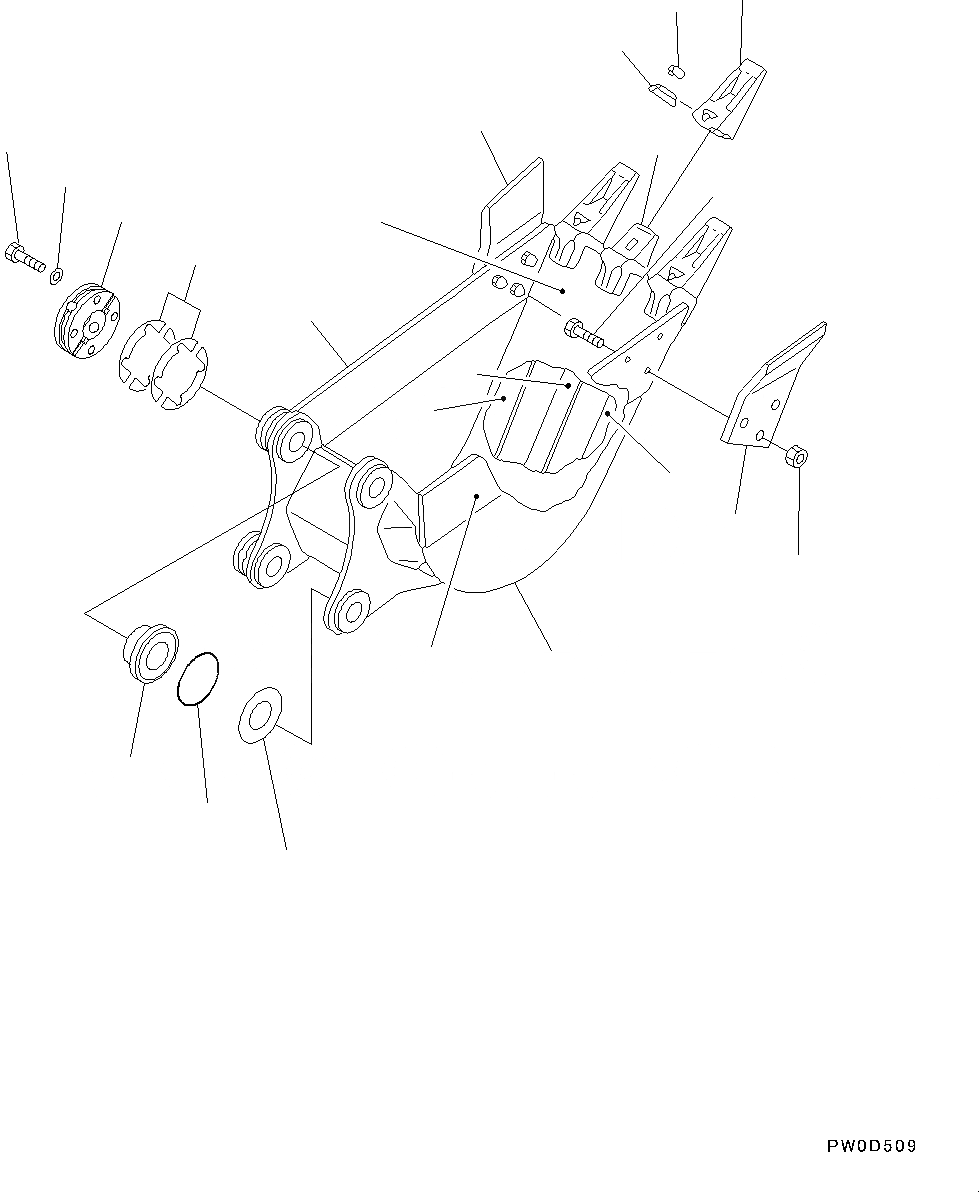 Схема запчастей Komatsu PC78US-8 - КОВШ (№-) КОВШ, .M, 8MM ШИР., ВЕРТИКАЛЬН. ПАЛЕЦ