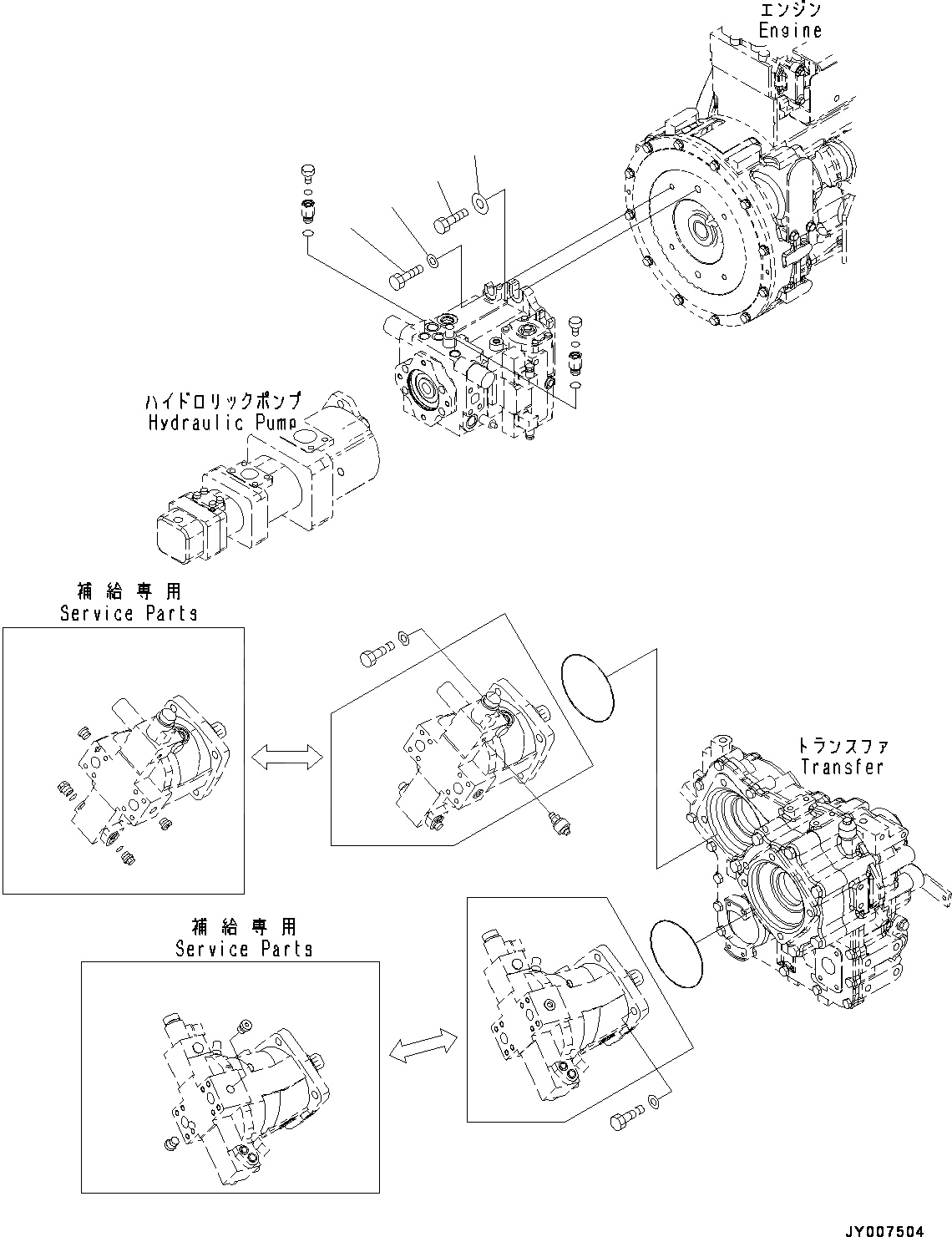 Схема запчастей Komatsu WA200-6 - HYDROSTATIC ТРАНСМИССИЯ (HST) НАСОС И МОТОР, НАСОС КРЕПЛЕНИЕ (№7-) HYDROSTATIC ТРАНСМИССИЯ (HST) НАСОС И МОТОР