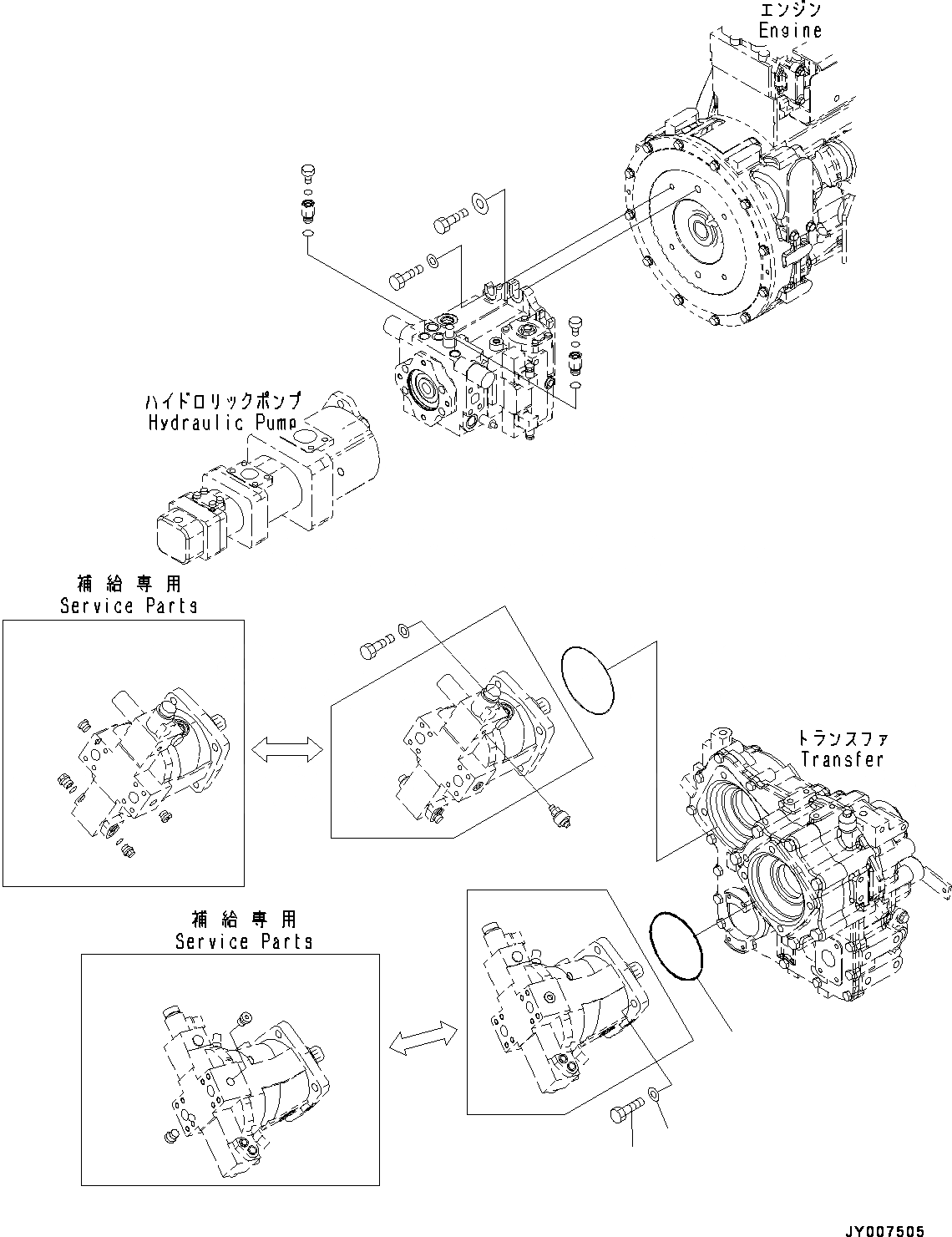 Схема запчастей Komatsu WA200-6 - HYDROSTATIC ТРАНСМИССИЯ (HST) НАСОС И МОТОР, КРЕПЛЕНИЕ (/) (№7-) HYDROSTATIC ТРАНСМИССИЯ (HST) НАСОС И МОТОР