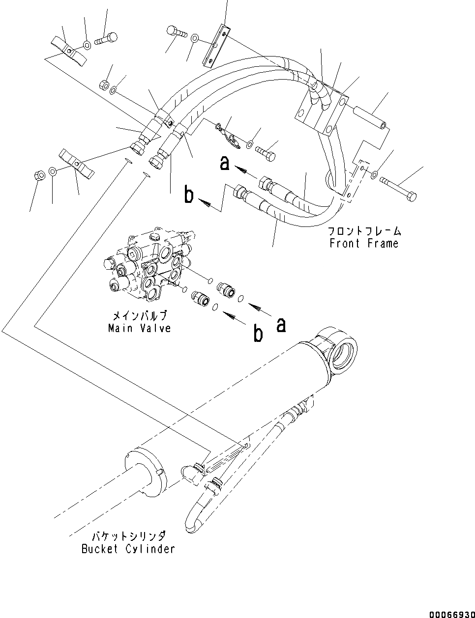 Схема запчастей Komatsu WA200-6 - ГИДРОЛИНИЯ, ГИДРОЦИЛИНДР КОВША ТРУБЫ (№7-) ГИДРОЛИНИЯ, С 2-Х СЕКЦИОНН. УПРАВЛЯЮЩ. КЛАПАН, ECSS