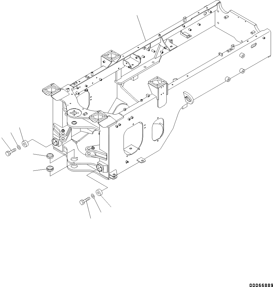 Схема запчастей Komatsu WA200-6 - ЗАДН. РАМА (№7-) ЗАДН. РАМА, С POWERTRAIN ЧАСТИ КОРПУСА, ДОПОЛН. ПРОТИВОВЕС