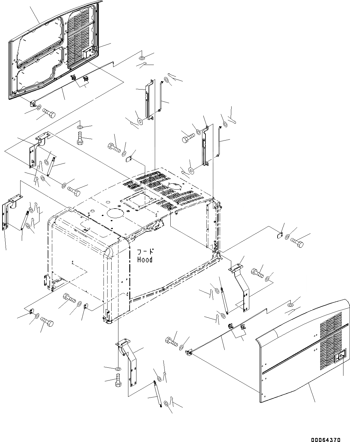 Схема запчастей Komatsu WA200-6 - КАПОТ, ДВЕРЬ (№78-) КАПОТ, С ПРЕФИЛЬТР