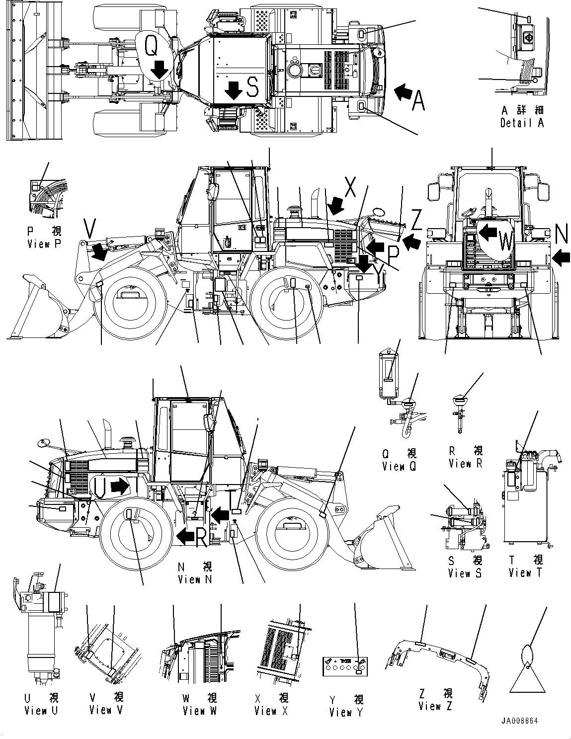 Схема запчастей Komatsu WA200-6 - МАРКИРОВКА, ТАБЛИЧКИ (/) (№77-) МАРКИРОВКА, ТУРЦИЯ-АНГЛ., С ВЫСОК. ЕМК. АККУМУЛЯТОР, ДЛЯ СТРАН ЕС БЕЗОПАСН. REGULATION