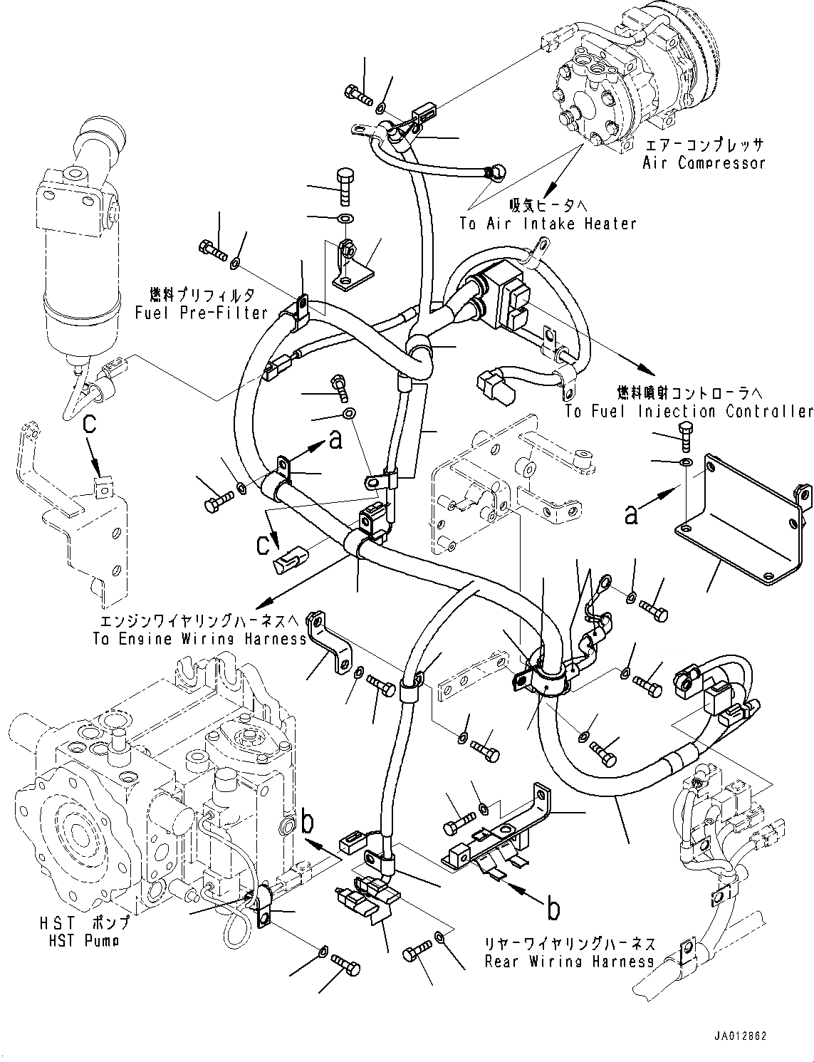 Схема запчастей Komatsu WA200-6 - ДВИГАТЕЛЬ ПРОВОДКА, ПРОВОДКА (№77-) ДВИГАТЕЛЬ ПРОВОДКА, С 9AMP. ГЕНЕРАТОР