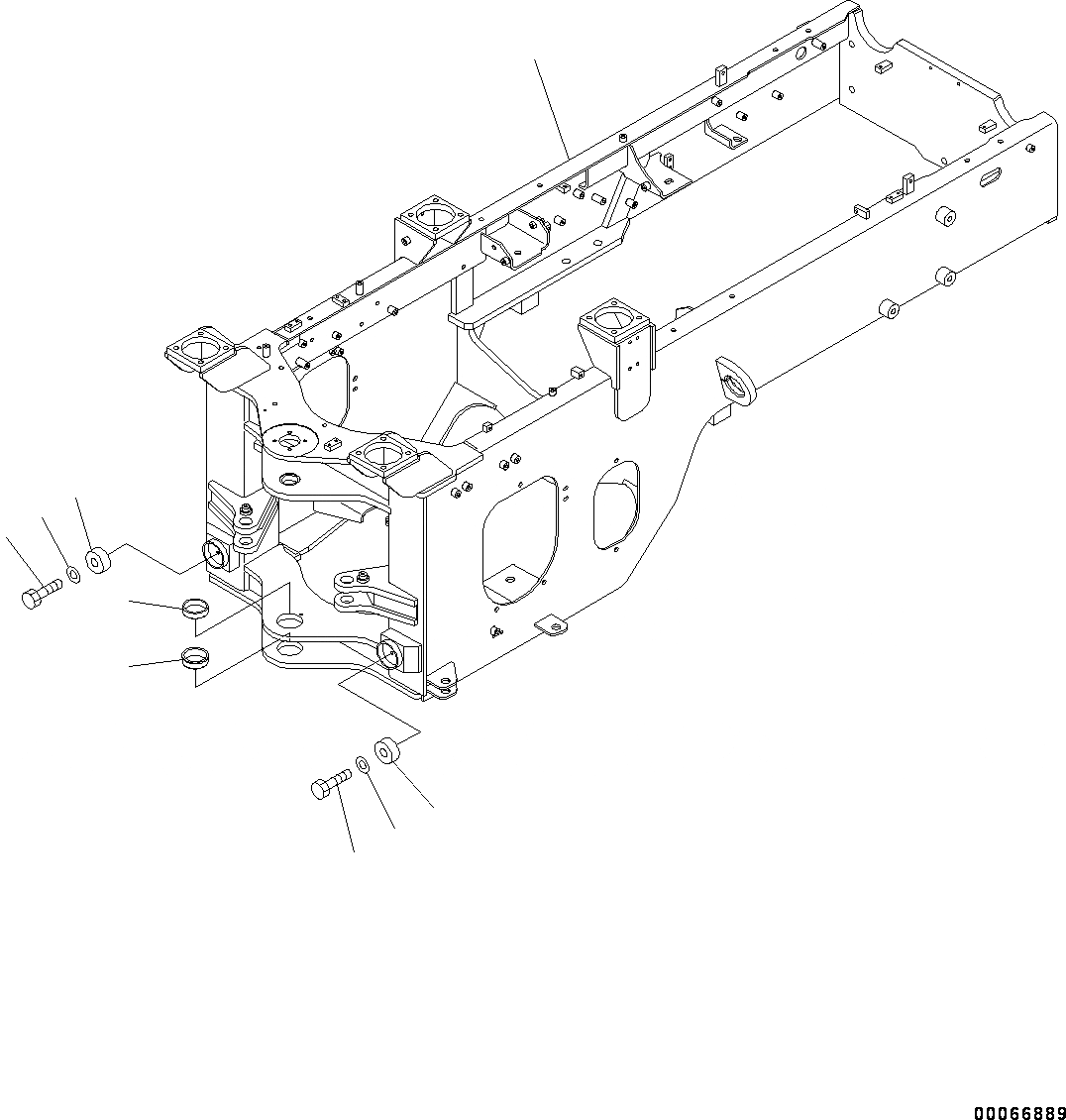 Схема запчастей Komatsu WA200-6 - ЗАДН. РАМА (№7-) ЗАДН. РАМА, С POWERTRAIN ЧАСТИ КОРПУСА, ДОПОЛН. ПРОТИВОВЕС