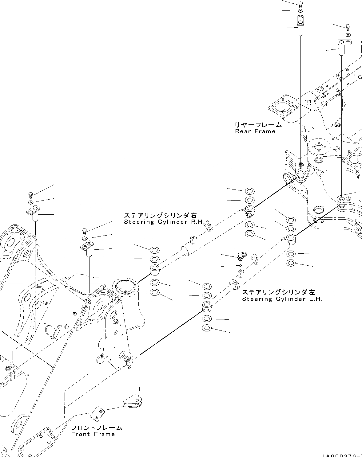 Схема запчастей Komatsu WA200-6 - ЦИЛИНДР РУЛЕВ. УПР-Я, КРЕПЛЕНИЕ (№7-) ЦИЛИНДР РУЛЕВ. УПР-Я