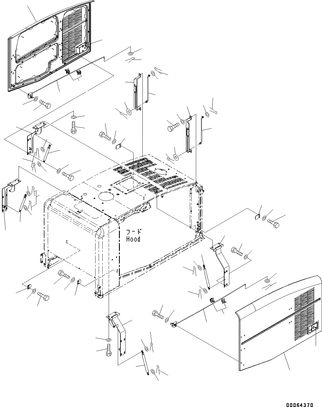 Схема запчастей Komatsu WA200-6 - КАПОТ, ДВЕРЬ (№78-) КАПОТ, С ПРЕФИЛЬТР