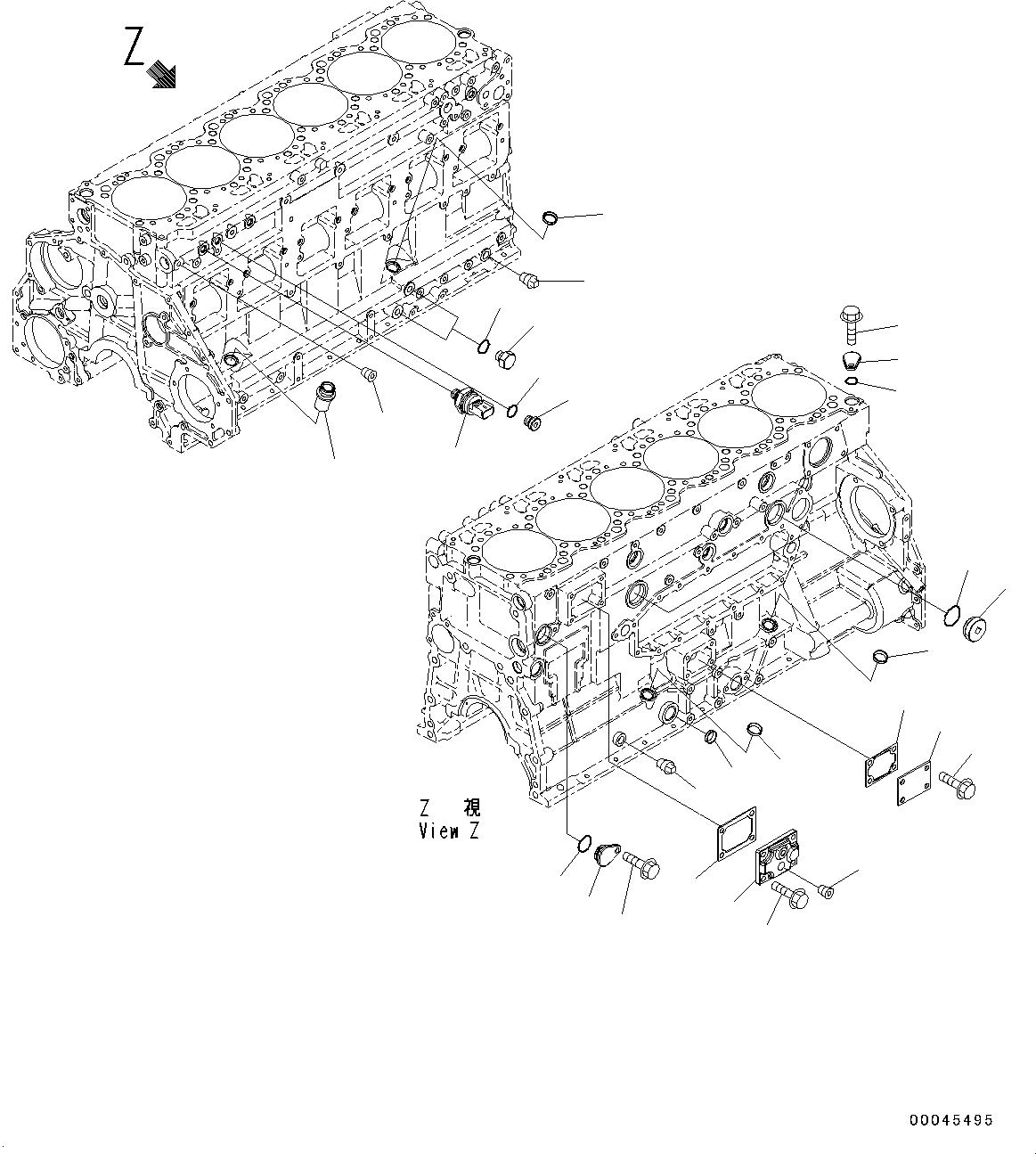 Схема запчастей Komatsu SAA6D125E-5J - ЭЛЕМЕНТЫ БЛОКА ЦИЛИНДРОВ (№9-) ЭЛЕМЕНТЫ БЛОКА ЦИЛИНДРОВ