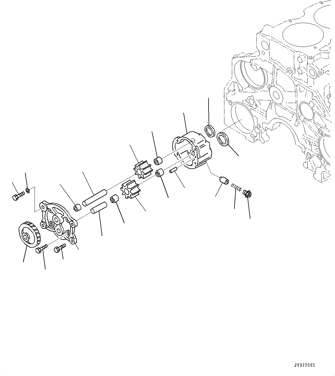 Схема запчастей Komatsu SAA6D125E-5J - ДВИГАТЕЛЬ МАСЛ. НАСОС (№9-) ДВИГАТЕЛЬ МАСЛ. НАСОС